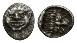 Pamphylia. Aspendos circa 460-360 BC. Obol AR (7mm, 0.5 g) Gorgoneion with protruding tongue / Head of lion to right.