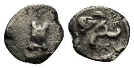 Dynasts of Lycia. Uncertain mint. Mithrapata 390-370 BC. obol AR (8mm, 0.5 g). Astragalos / Triskeles, helmet right in one section, all within incuse ...