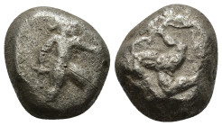 Pamphylia, Aspendos AR Stater. (16mm, 10.6 g) Circa 465-430 BC. Warrior advancing right, holding shield and spear / Triskeles left; all within incuse ...