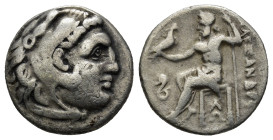 KINGS OF MACEDON. Alexander III 'the Great' (336-323 BC). Drachm. Lampsakos. (4 Gr. 17mm.)
 Head of Herakles right, wearing lion skin. 
Rev: AΛEΞANΔPO...