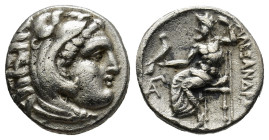 KINGS OF MACEDON. Alexander III 'the Great', 336-323 BC AR. Drachm (4.1 Gr. 15mm.) 
Head of Herakles to right, wearing lion skin headdress, paws tied ...