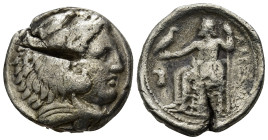 Alexander III 'the Great' (336-323 BC).AR Tetradrachm. (16.7 Gr. 24mm)
Obv: Head of Herakles right, wearing lion skin. 
Rev: AΛEΞANΔPOY. Zeus seated l...