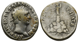 CAPPADOCİA, Caesarea. Trajan. (98-117 AD) AR Didrachm (22mm 6.5 g) Obv: Laureate head right Rev: Mount Argaeus surmounted by Helios, holding sceptre a...