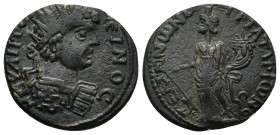 PHRYGIA Peltae. Caracalla (198-217). Ae. (22mm, 5.6 g) T. Mar. Tat. Arionos, strategos. Obv: AV M ANTΩNЄINOC - radiate, draped and cuirassed bust righ...