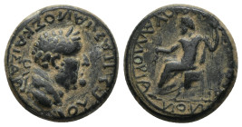 PHRYGIA. Amorium. Vespasian (69-79). AE. (5.1 Gr. 17mm) 
 Laureate head right. 
Rev. Zeus seated left on throne, holding sceptre and thunderbolt.