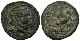 GALATIA. Ancyra. Caracalla (198-217). Ae. (31mm, 18.0 g) Obv: ANTΩNINOC AVΓOVCTOC. Laureate head right . Rev: METΡOΠOΛEΩC ANKVΡAC. River god reclining...