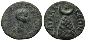 PISIDIA, Sagalassus. Valerian II. Caesar, AD 256-258. Æ Diassarion (23mm, 5.4 g). Laureate, draped, and cuirassed bust right / Mountain surmounted by ...