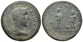 Pisidia Etenna Maximinus I Thrax AD 235-238. Bronze AE. (19.6 Gr. 31mm.) laureate, draped, and cuirassed bust right / ЄTЄNNЄΩN, on left: female figure...