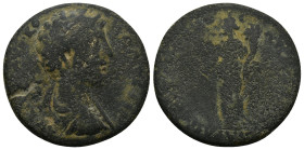 Commodus. 177-192 AD. Æ (29mm, 12.4 g). Kaureate, draped and cuirased bust right, seen from behind / Tyche standing left, holding rudder and cornucopi...