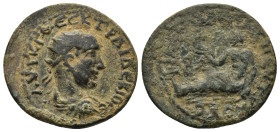 PHRYGIA. Philomelion. Trajan Decius (249-251). Ae. (26mm, 8.7 g) Obv: ΑΥΤ Κ Γ ΜƐС Κ ΤΡΑΙ ΔƐΚΙΟ СƐ. Radiate, draped and cuirassed bust right. Rev: ΦΙΛΟ...