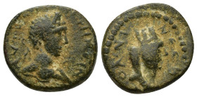 Mesopotamia. Nisibis. Severus Alexander AD 222-235. Bronze Æ (18mm, 4.9 g) ΑΥΤ Κ Μ ΑΛƐΞΑΝΔΡ (?); laureate head of Severus Alexander, r., with drapery....