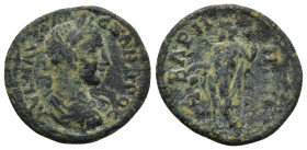 Pisidia. Baris . Severus Alexander AD 222-235. Bronze Æ (22mm, 6.1 g). Laureate, draped and cuirassed bust right / Dionysos standing left, holding fil...
