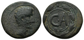 ASIA MINOR, Uncertain mint. Augustus. 27 BC-AD 14. Æ (23mm, 8.4 g). Struck circa 25 BC. Bare head right / Large C A within laurel wreath framed by dou...