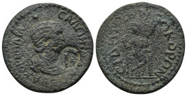 Pamphylia, Side. Salonina. Augusta, A.D. 254-268. AE 11 assaria (28mm, 15.2 g). KOPNHΛΙA CAΛΩNIN-A CЄBΑ / IA, draped bust of Salonina right, IA in fie...