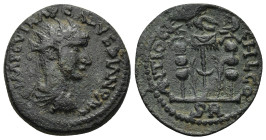 PISIDIA. Antioch. Volusian (251-253). Ae. (27mm, 6.7 g) Obv: IMP C VIR A P GALLVSSIANO AVG. Radiate and draped bust right. Rev: ANTIOCHIO CL A S R. Aq...