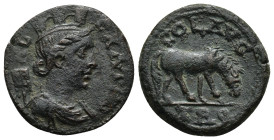 Troas, Alexandria Troas. Pseudo-autonomous issue. Mid-3rd century A.D. Æ (21mm, 6.6 g). COL TROA, turreted and draped bust of Tyche right, vexillum at...