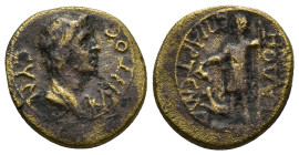 PHRYGIA. Cadi. Claudius (c. AD 50-54). AE (17mm, 3.1 g) ϹΥΝΚΛΗΤΟϹ; draped bust of Senate, r. / ƐΠΙ ΑΡΤƐΜΑ ΚΑΔΟΗΝⲰΝ; Dionysus standing l., with canthar...