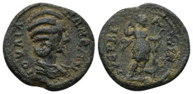 PISIDIA. Verbe. Julia Mamaea (Augusta, 222-235). Ae. (20mm, 4.6 g) Obv: IOVΛIAN MAMЄAN. Draped bust right. Rev: OVЄPBIANΩN. Artemis standing right, ho...