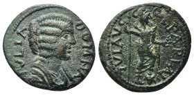 Pisidia, Parlais. Julia Domna Augusta, 193-217 AD. AE. (22mm, 5.6 g) Obv: [IVLIA] DOMNA. Draped bust of Julia Domna, right. Rev: IVL AVG COL PARLAIS. ...