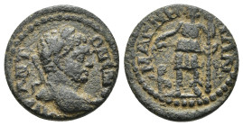 IONIA. Magnesia ad Maeandrum. Caracalla (197-217). Ae. (17mm, 3.8 g) Obv: AVP ANTΩNЄINOC. Laureate, draped and cuirassed bust right. Rev: MAΓNHTΩN. Di...