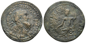 CILICIA, Laertes. Valerian I. AD 253-260. Æ 11 Assaria (30mm, 12.6 g). Laureate, draped, and cuirassed bust right; IA (mark of value) before / Zeus se...