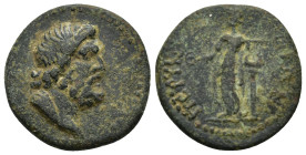 THRACE. Perinthus. Pseudo-autonomous. Time of Antonines (96-192). AE. (5.9 Gr. 22mm.)
 Draped bust of Zeus right. 
Rev: Apollo standing facing, head l...