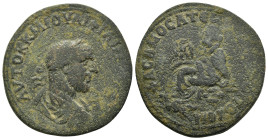 Commagene. Samosata. Philip I. 244-249 AD. AE. † (20 Gr. 33mm). 
Radiate, draped and cuirassed bust right, seen from behind 
Rev. Tyche seated left on...