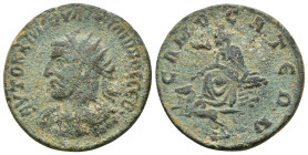 Syria, Commagene. Samosata. Philip I. A.D. 244-249. AE. (15.3 Gr. 28mm). 
Radiate and cuirassed bust of Philip I left 
Rev. Tyche seated left on rock,...