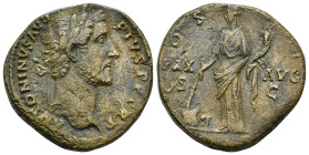 Antoninus Pius. A.D. 138-161. AE. sestertius (25.9 Gr. 30mm). Rome.
Laureate head of Antoninus Pius right 
 Rev. PAX AVG across field, COS II-II aroun...