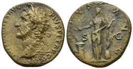 Antoninus Pius 138-161. AE. Sestertius (23.9 Gr. 30mm.) Rome.
Laureate head of Antoninvs Pius left. 
Rev. Salus standing left feeding a serpent rising...