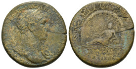 Trajan. AD 98-117. AE. Sestertius (24 Gr. 32mm.). Rome 
Laureate bust right, slight drapery 
Rev. Genius of the Aqua Traiana, holding reed in right ha...