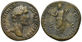 Antoninus Pius, 138-161. Sestertius (26.1 Gr. 31mm.), Rome, 145-161.
Laureate head of Antoninus Pius to right.
Rev. Honos standing front, holding br...