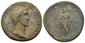 Antoninus Pius. AE Dupondius (11.1 Gr. 26mm.), AD 138-161. Rome.
ANTONINVS AVG PIVS P P TR P COS III, radiate head of Antoninus Pius right.
Rev. GEN...