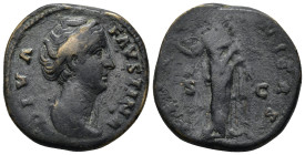 Diva Faustina I (wife of A. Pius) Æ Sestertius. (30mm, 24.5 g) Rome, AD 146-161. DIVA FAVSTINA, draped bust right / AETERNITAS, Aeternitas standing le...