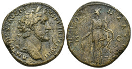 Antoninus Pius (138-161 AD). AE Sestertius (26.4 Gr. 30mm) Rome. 

 Laureate head right. 
Rev. ANNONA AVG / S-C, Annona standing facing, head right, h...