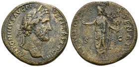Antoninus Pius, A.D. 138-161. AE Sestertius, (23 Gr. 32mm. ) Rome 
Laureate head of Antoninus Pius to right. 
Rev. Genius of the Senate standing left,...