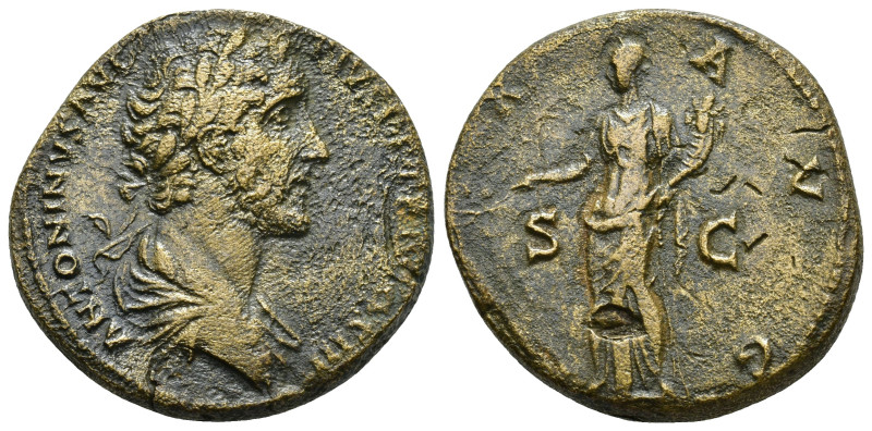 Antoninus Pius (AD 138-161). AE Sestertius (23.4 Gr. 29mm.). Rome. 
Laureate, dr...
