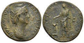 FAUSTINA I (Augusta, 138-140). AE. Sestertius (21.2 Gr. 31mm). Rome. 
Draped bust right 
Rev. Pietas standing left, dropping incense over lighted alta...