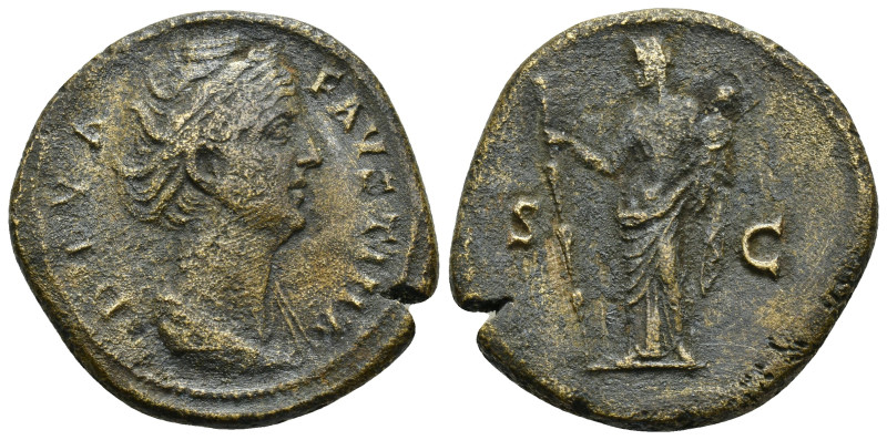 DIVA FAUSTINA I (Died 140/1). AE. Sestertius (19 Gr. 29mm) Rome. 
Draped bust ri...
