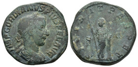 Gordian III. A.D. 238-244. AE Sestertius (22.3 Gr. 29mm.). Rome, A.D. 243/4.
 IMP GORDIANVS PIVS FEL AVG, Laureate, draped and cuirassed bust of Gordi...