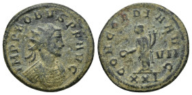 Probus AD 276-282. Siscia Antoninianus Æ (20mm, 3.4 g). IMP C PROBVS P F AVG, radiate, and cuirassed bust right / CONCORDIA AVG, VII in right field, X...