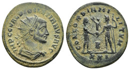 Diocletian. A.D. 284-305. AE. antoninianus (4 Gr. 21). Cyzicus mint, Struck A.D. 295-296. 
Radiate, draped and cuirassed bust right 
Rev. CONCORDIA MI...