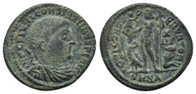 Constantine I AE follis. (19mm, 3.2 g) 321-324 AD. IMP C FL VAL CONSTANTINVS PF AVG, radiate, draped and cuirassed bust right. / IOVI CONSERVATORI, Ju...