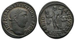 Maximinus Daia Antioch, 312 AD. Æ follis, (21mm, 4.8 g). IMP C GAL VAL MAXIMINVS P F AVG laureate head of Maximinus Daia right / GENIO AVGVSTI Genius ...