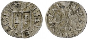 SCHWEIZ. Basel. Bistum Basel. Wilhelm Rink von Baldenstein, 1608-1628. Vierer 1623, Pruntrut. 0.61 g. Mich. 140 var. D.T. 1300a. HMZ 2-130b. Selten / ...