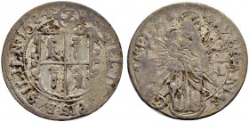SCHWEIZ. Basel. Bistum Basel. Wilhelm Rink von Baldenstein, 1608-1628. 2 Batzen 1624, Pruntrut. 2.88 g. Mich. 123 var. D.T. 1295b. HMZ 2-126b. Selten ...