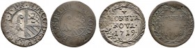 SCHWEIZ. Basel. Bistum Basel. Johann Konrad II. von Reinach-Hirzbach, 1705-1737. Rappen 1718, Pruntrut & Rappen 1719. Mich. 221, 223. D.T. 713a, b. HM...