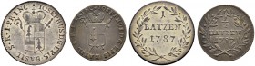 SCHWEIZ. Basel. Bistum Basel. Joseph Sigismund von Roggenbach, 1782-1793. Batzen 1787, Solothurn & Halbbatzen 1787. Mich. 231, 232. D.T. 716, 717. HMZ...
