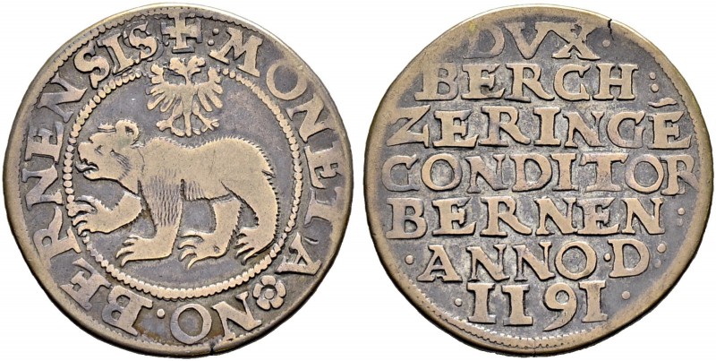 SCHWEIZ. Bern. Stadt und Kanton. Dicken o. J. / ND, Bern. Variante mit sieben Ze...