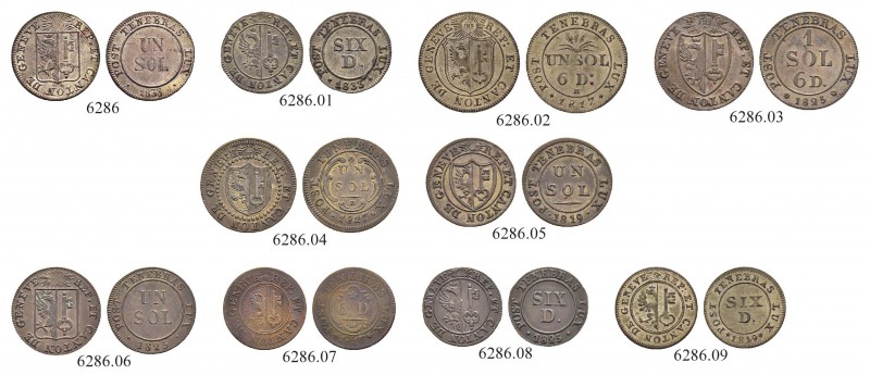SCHWEIZ. Genf/Genève. Stadt und Kanton Genf. 1 Sol 6 Deniers (6 Quarts) 1817, Ge...